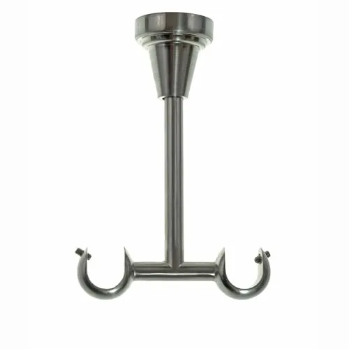 BASIT Deckenträger Gardinenstange zweiläufig Edelstahl Look I Gardinenstangen Träger 16mm Deckenbefestigung I Gardinenstangen Halterung Vorhangstange D24