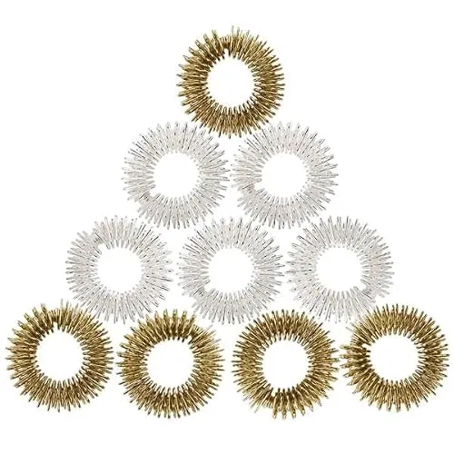 Casativo Premium Akupressurringe 10er Set Gold/Silber – Fingermassage für Vitalität, Leistung & Wohlbefinden