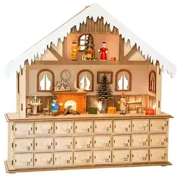 small foot Adventskalender Stube mit Beleuchtung - Dekorative Adventskalender aus Holz mit batteriebetriebener Beleuchtung, 24 süße Kästchen für tägliche Überraschungen und detailgetreue Figuren für eine gemütliche Weihnachtsstimmung.