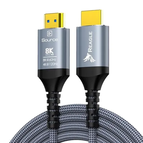 Produktbild Reagle HDMI 2.1 Kabel Optisches AOC 8K & 4K Ultra HD, Premium, 48Gbps 8K@60Hz 4K@120Hz Kompatibel mit Konsole PS5 Xbox OLED TV, DTS: X, HDCP 2.2 & 2.3, Dynamisches HDR 10, Einweg Übertragung (20m)