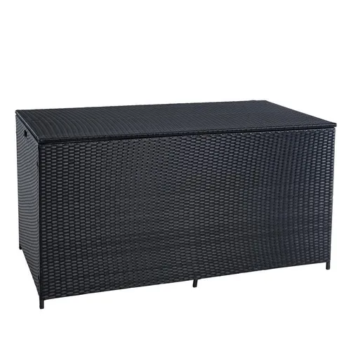 ESTEXO Polyrattan Auflagenbox XXL – 870 Liter Kissenbox für Garten und Balkon - Geräumige Polyrattan Auflagenbox mit 870 Litern, ideal zur Aufbewahrung von Kissen und Decken. UV- und wetterfest, mit sanftem Öffnungsmechanismus und stilvollem Design für Terrasse und Garten.