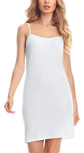 Merry Style Damen Unterkleid kurz Petticoat Knielänge einstellbare Träger MS10-203(Weiß, M)