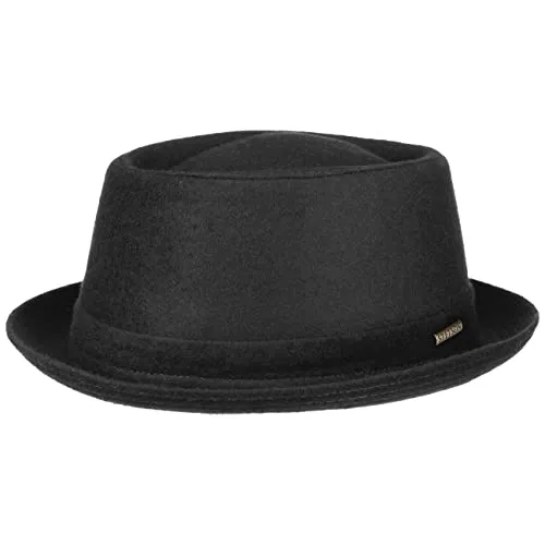 Stetson Wool Pork Pie Hut – Eleganter Wollhut für Herren und Damen - Hochwertiger Wollhut aus 75% Schurwolle, gefertigt in Italien. Atmungsaktives Baumwollfutter sorgt für optimalen Tragekomfort. Stilvoller Begleiter für Herbst und Winter.