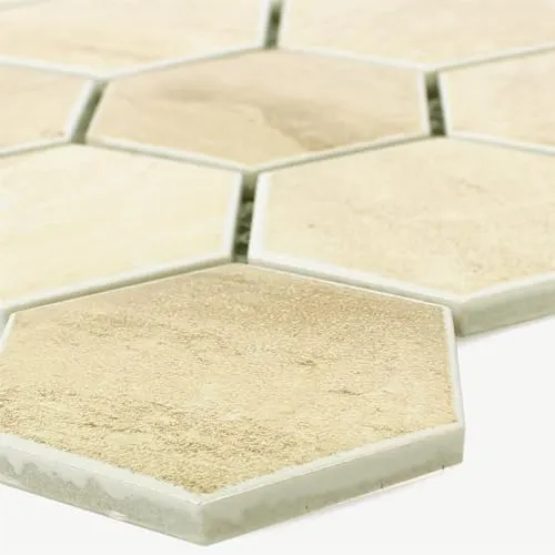 Keramik Mosaik Fliesen Beton Optik Shepherd Hexagon Sechseck Beige Wand Boden