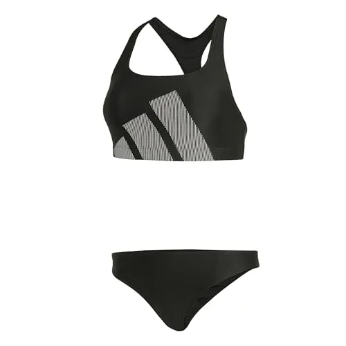 adidas Damen Big Bars C-Back Bikini Set, Schwarz, Größe 32 von adidas