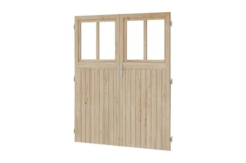 CHILLROI® Doppelflügeltür aus Holz inkl. Türschloss und Rahmen in verschiedenen Ausführungen nordische Fichte (B/T/H) 174 x 3,6 x 180,5 cm (naturbelassen)
