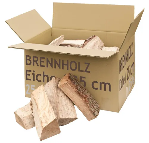 Flameup Kaminholz Eiche 25 kg – Ofenfertiges Brennholz - Hochwertiges Kaminholz aus 100% Eiche, luftkammergetrocknet mit weniger als 18% Restfeuchte. Ideal für Kamin, Ofen oder Grill. Sofort einsatzbereit und perfekt gelagert für ein optimales Feuererlebnis.