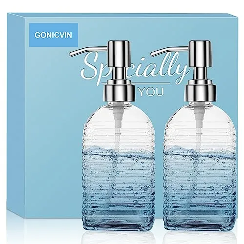 Oz Glas seifenspender, Nachfüllbarer Glas Handseifenspender, Schalenseifenspender mit Pumpe, Lotion-Flüssigseifenspender für Badezimmer, Küchenspüle (2 Packungen) 15