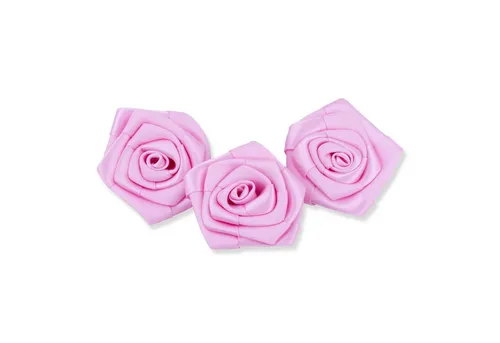 Creativery Streudeko, Satinrosen 6cm zum Basteln & Aufnähen 3 Stück Rosa