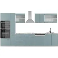 Vicco Küchenzeile R-Line Solid Weiß Blau Grau 350 cm - Moderne Küchenzeile mit optimalem Design und modularer Bauweise, ideal für jeden Haushalt und vielseitig einsetzbar.