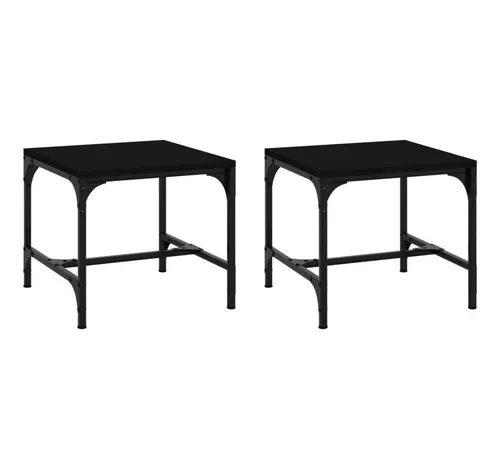 furnicato Couchtisch Industrielle Beistelltische 40x40x35 cm Schwarz aus Holzwerkstoff und (2-St)
