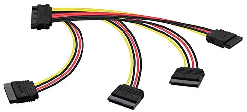 POPPSTAR 20cm SATA Stromkabel Adapter (vierfach) (Sata Kabel Stromadapter - 1x Stecker (m) auf 4x Buchse (w))
