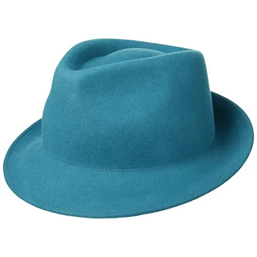 Lipodo Trilby Hut aus Wollfilz Herrenhut Made in Italy Herbst Winter Petrol XL (60-61 cm)