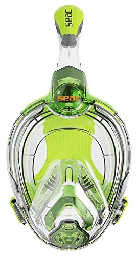SEAC Libera, Vollgesichtmaske zum Schnorcheln mit Schnellverschluss-Schnallen, transparent/grün, JUNIOR