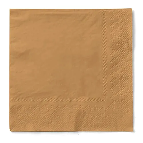 Tissue-Servietten | 33 x 33 cm ¼ Falz | Premium Einweg-Serviette | saugstark | Uni | Basic | 100 Stück | (Sand, 33 x 33 cm)