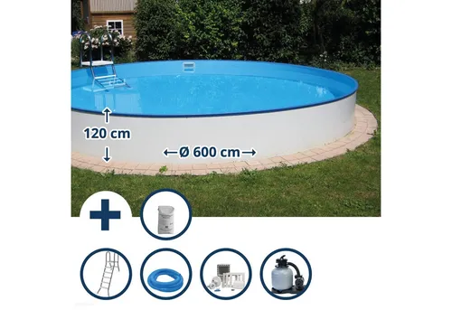 Waterman Rundpool Stahlwandpool Set (9-teilig) halbhoch rund Bermuda - Genieße den Sommer im eigenen Pool! Dieses hochwertige Stahlwandpool-Set überzeugt durch Langlebigkeit und einfache Montage. Ideal für DIY-Projekte und entspannte Stunden im Wasser.