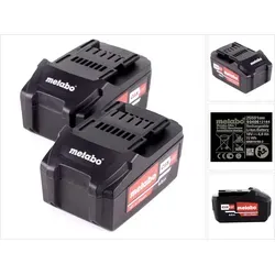 Metabo Akku Set 2x Li-Power 18 V 4,0 Ah - Zubehör für Elektrowerkzeug, inklusive zwei leistungsstarker Li-Ion Akkus mit praktischer Ladestandsanzeige für effizientes Arbeiten.