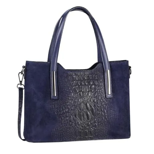 OBC Damen Echt Leder Tasche Kroko-Prägung – Eleganter Business Shopper - Elegante Hobo Bag aus echtem italienischen Leder mit Kroko-Prägung. Ideal für den Alltag oder besondere Anlässe. Hochwertige Verarbeitung und vielseitig einsetzbar. Maße: 31x20x12 cm, mit abnehmbarem Schultergurt.