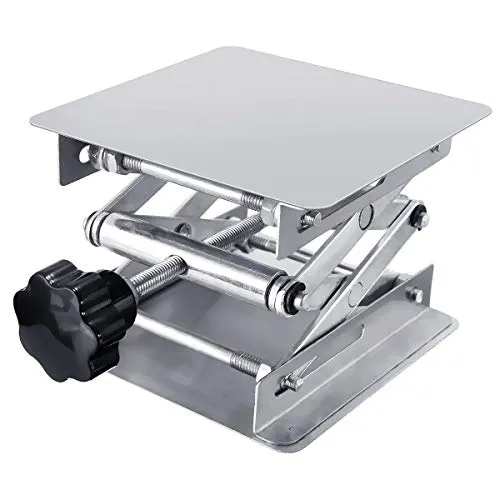 AMZ Hubtisch Labor Hebebühne Edelstahl Labor Hebeplattform Ständer Rack Scissor Laborscherenwagenheber manuelle Steuerung (100x100mm)