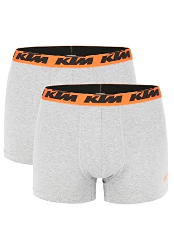 KTM by Freegun Boxershorts für Herren Unterwäsche Pant Men´s Boxer 2 er Pack, Farbe:Light Grey2, Bekleidungsgröße:L