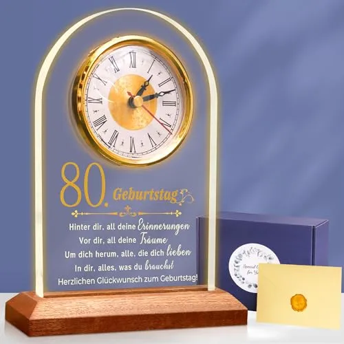 OkiyiD 80. Geburtstag Quarzuhr Tischuhr für Frauen von OkiyiD