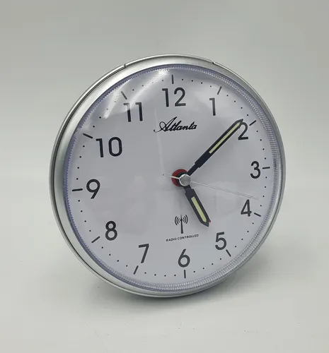 Atlanta 1828/19 Funk Wecker Quarz Silber - Wecker mit Funksteuerung und sanftem Licht, ideal für einen ruhigen Schlaf und pünktliches Aufstehen.