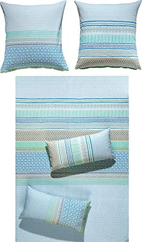 Erwin Müller Bettwäsche Seersucker blau Größe 1x 200x200 cm + 2X 80x80 cm