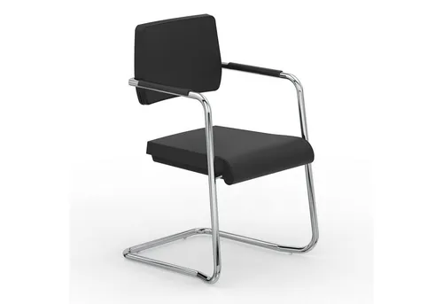 Versee Besucherstuhl V1207 - Echtleder Schwarz, stabil bis 150kg - Robuster Freischwinger aus Echtleder, ideal für Büro und Konferenzräume. Ergonomisch gestaltet für hohen Sitzkomfort und stapelbar für flexible Raumnutzung.