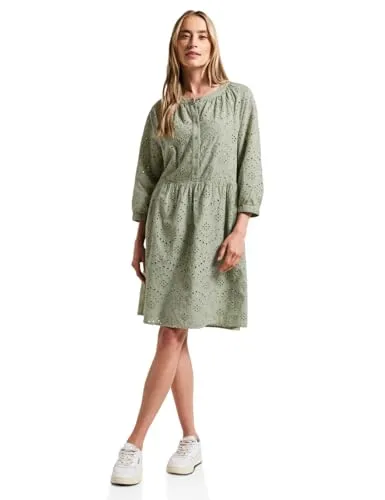 Street One Damen Kleid mit Lochstickerei in grün von Street One