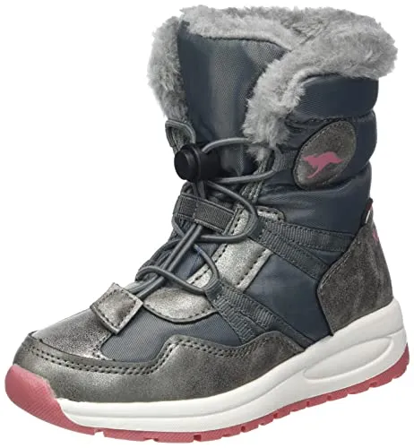 KangaROOS K-PE Ski RTX Stiefel, Steel Grey/Dusty Rose, 29 EU - Stiefel für Mädchen, hochwertige Winterstiefel mit wasserdichter Roostex Membran für optimalen Schutz und warme Füße bei kaltem Wetter.