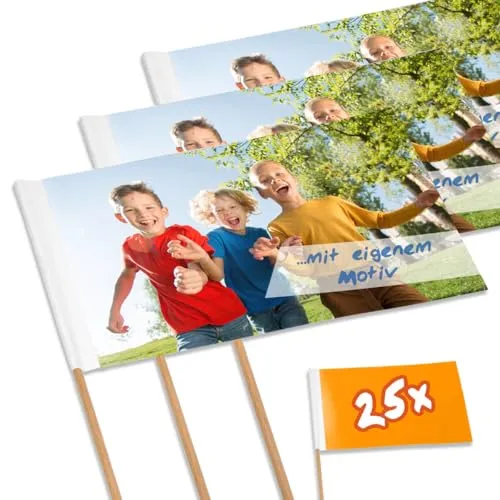 Personalisierte Papierfähnchen/Werbefähnchen in weiß von Kopierladen Karnath GmbH