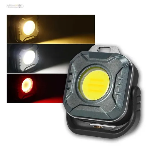 Mini Akku-Baustrahler LED 3W 500lm CCT & Rotlicht, Arbeits-Leuchte Bau-Lampe
