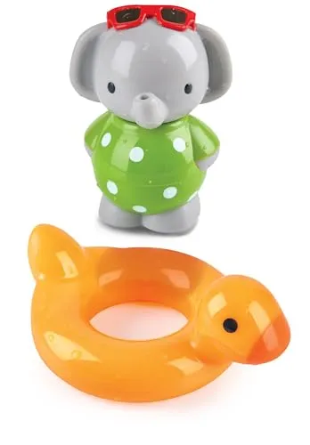 Hape Drehbarer Plansch-Elefant, Badewannenspielzeug mit Aufzieh-Elefant und Farbwechsel-Entenring, Wasser-Spaß ab 18 Monaten