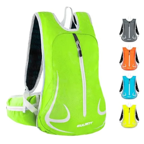 EULANT Wasserdicht Laufrucksack 15L,Klein Skirucksack,Kleiner Wanderrucksack,Fahrrad Rucksack,Leicht Sport Rucksack für Skifahren Camping Bergsteigen Radfahren Joggen Einkaufen Schule, Grün