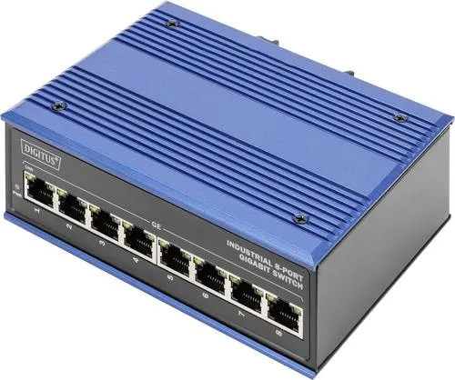 Digitus DN-651119 Industrial Ethernet Switch 8 Port in blau von DIGITUS