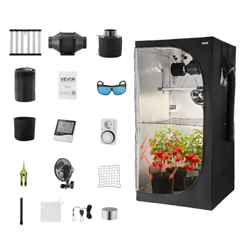 VEVOR Growzelt-Set 100x100x200 cm mit Vollspektrum-LED von Vevor