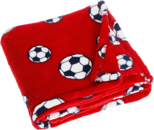 Playshoes Kinder Fleece-Decke Fußball 75x100 cm Rot in rot von PLAYSHOES