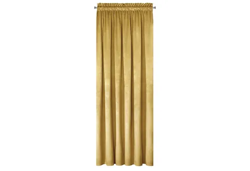 Eurofirany Vorhang PIERRE, Kräuselband, Senf - Fertiggardinen aus 100% Polyester mit elegantem Velvet Samt Design, ideal für stilvolle Fensterdekoration.