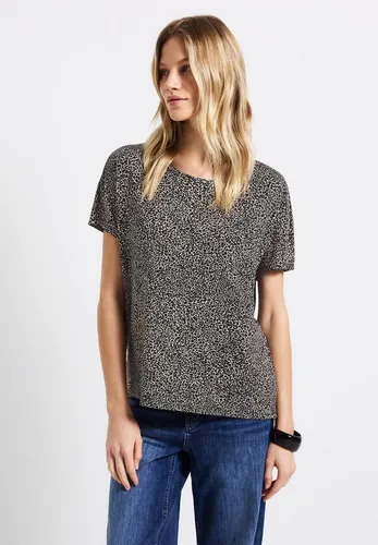 Street One Damen A323345 T-Shirt - Gemustertes Shirt mit Animal Print - T-Shirt für Damen mit Rundhalsausschnitt und seitlichen Schlitzen, aus einem bequemen Viskosemix mit Stretchanteil für optimalen Tragekomfort.