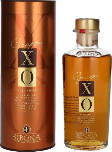 Sibona Grappa XO Aged Cuvée 44% Vol. 0,5l in Geschenkbox - Tresterbrand aus Italien - Piemont, 44% Vol. in edler Geschenkbox, ideal für besondere Anlässe und Genießer.