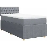 vidaXL Boxspringbett mit Matratze Hellgrau 80x200 cm - Komfortables Boxspringbett mit Taschenfederkernmatratze für erholsamen Schlaf, ausgestattet mit anpassbarer LED-Beleuchtung für individuelles Ambiente.