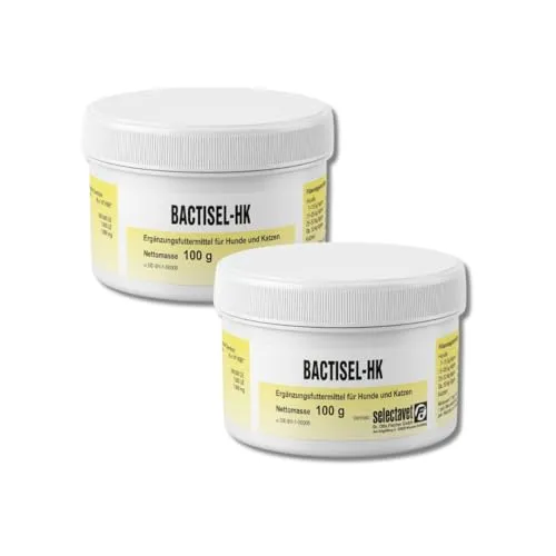 Bactisel HK | Pulver für Hunde & Katzen | 2 x 100 g | Mit Probiotika | Selectavet | Ergänzungsfuttermittel | Zur Unterstützung der normalen Darmfunktion | Doppelpack