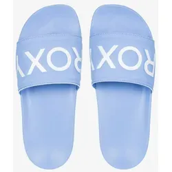 Roxy Slippy Badesandalen in Schwarz und Blau, Größe 39 - Wanderschuhe mit 100% EVA-Außensohle, leicht und bequem für entspannte Tage am Strand oder im Wasser.