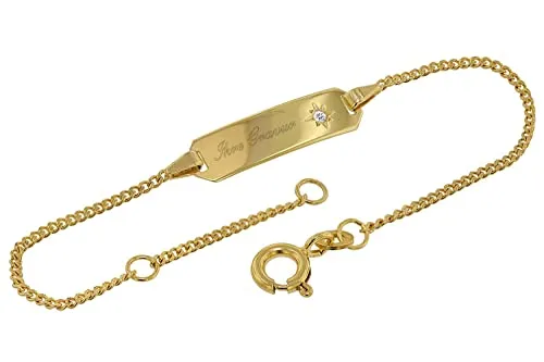 trendor Armband mit Gravur für Kinder Gold 333 (8 Karat) Länge 14/12 cm inklusive Wunsch-Gravur Armkette für Kids, Armband für Mädchen und Jungen, 75245