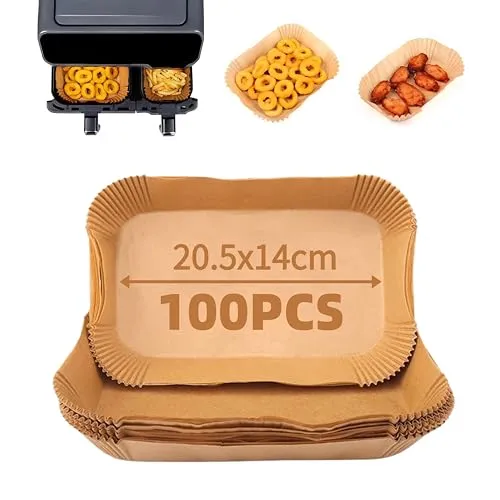 Abonana 100 Stück Arfryer Backpapier, Antihaft Ölfest Airfryer Backpapier für 5-8L Heißluftfritteuse Ofen Mikrowelle, BPA-frei