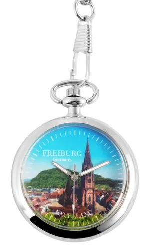 Excellanc Taschenuhr mit Kette Motivzifferblatt Freiburg SE915
