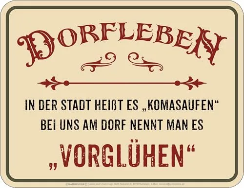 Witziges Deko Blechschild Dorfleben