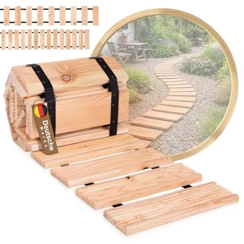 BooGardi Rollweg aus Lärche – 250cm lang, 30/40/50cm breit - Rasenkanten aus strapazierfähigem Lärchenholz, resistent gegen Fäulnis und Schädlinge, für einen sauberen Gartenweg ohne Schlamm und Steine.