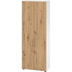 Hammerbacher Aktenschrank Serie 9 - Abschließbar aus Holz, 80x215,4x42cm - Büroschrank mit 6 Ordnerhöhen und 5 höhenverstellbaren Fachböden. Robuste melaminharzbeschichtete E1-Qualitäts-Spanplatte sorgt für Langlebigkeit und Sicherheit.