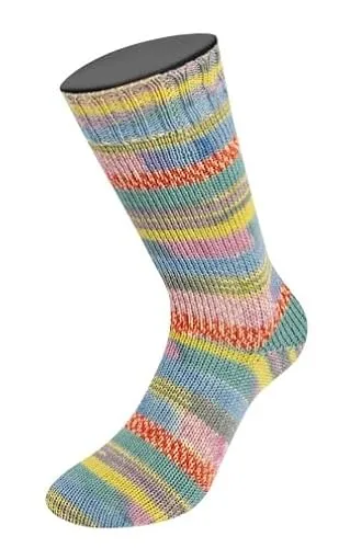 LANA GROSSA Meilenweit Arte | Sockenklassiker, bedruckt und waschmaschinenfest | Handstrickgarn aus 80% Schurwolle & 20% Polyamid | 100g Wolle zum Stricken & Häkeln | 420m Garn FB 6812